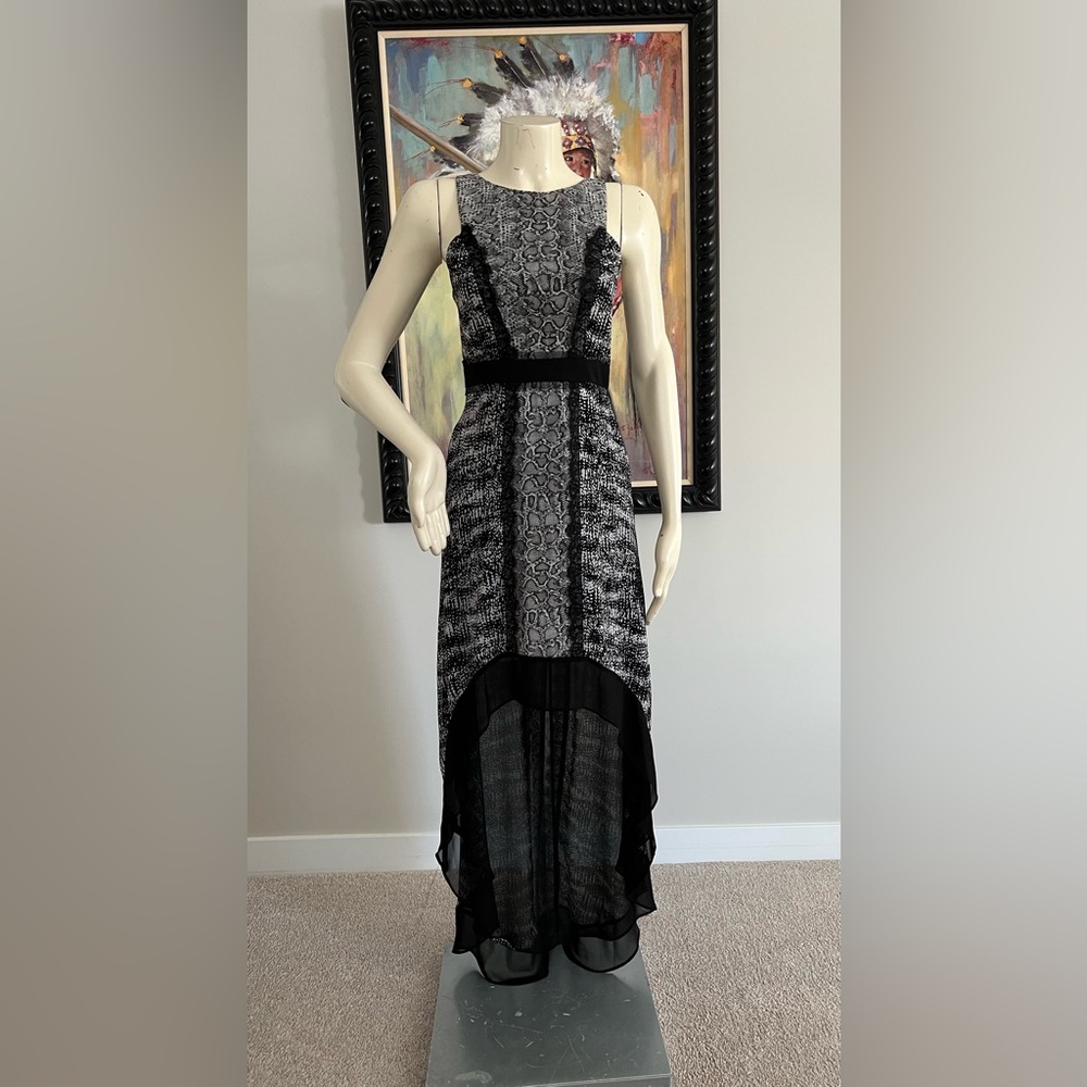 NEW BCBGMaxAzria “Sienna” Black & Gray High-Low Dress – Size 0 - Picture 4 of 16